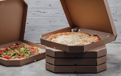 pizza in packs, concept of food delivery